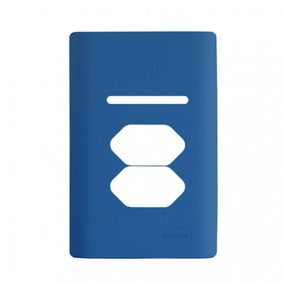 Placa P/ 1 Interruptor + Tomada dupla 4x2 - Novara Azul Fosco